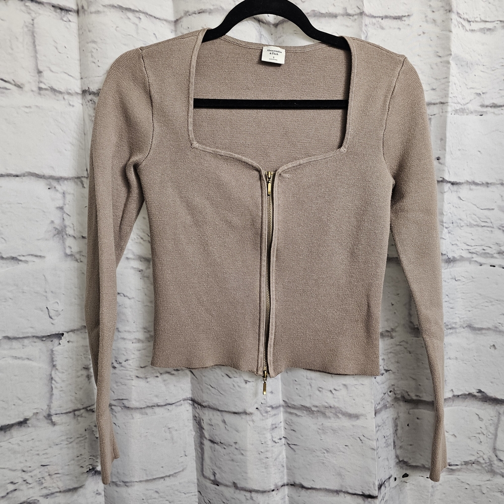 Abercrombie & Fitch Tan Zip-Up Blouse